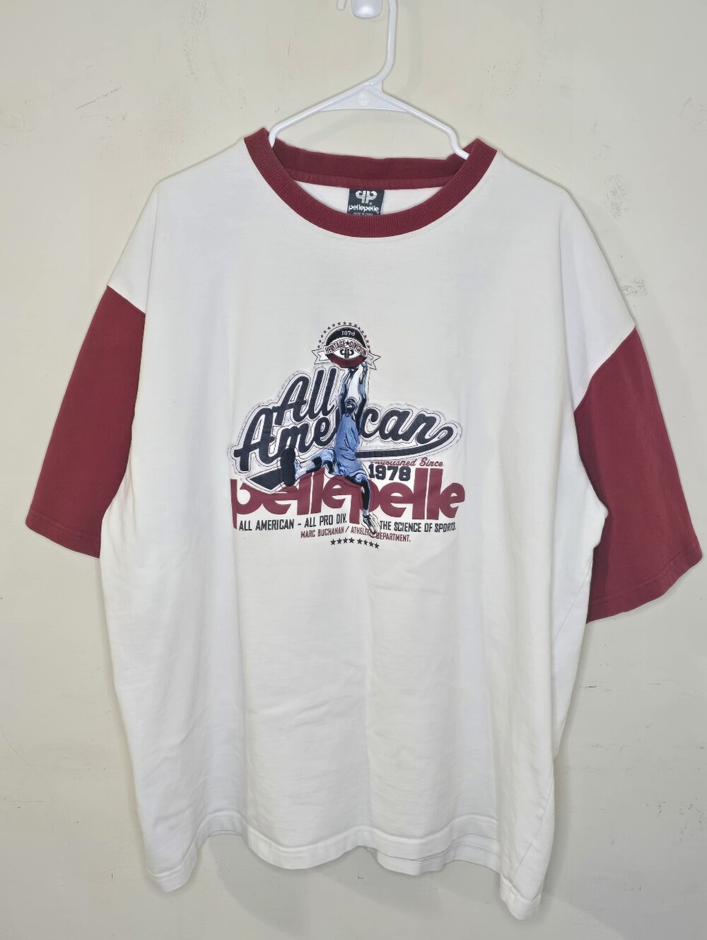 Vintage 90s Pelle Pelle All American Graphic Ringer T Shirt Men's Size 3XL